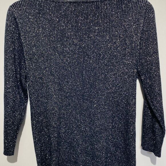 Objects D'art Women's Multicolor Rhinestone Metallic Ribbed Knit Sweater Medium - Picture 6 of 9